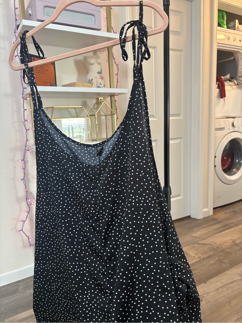 SHEIN Black and White Polka Dot Slip Jumper